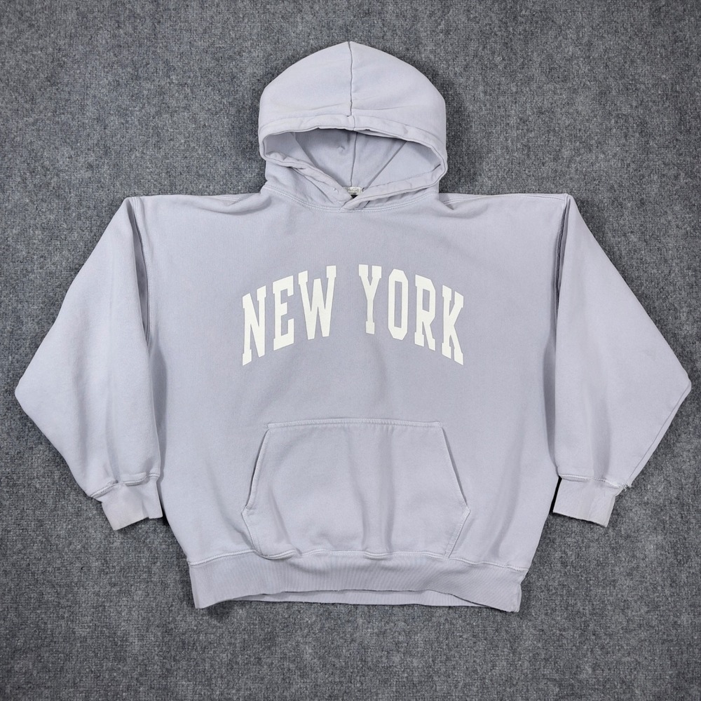 New York John Galt Hoodie Womensโ One Size Blue Graphic Oversized Pullover